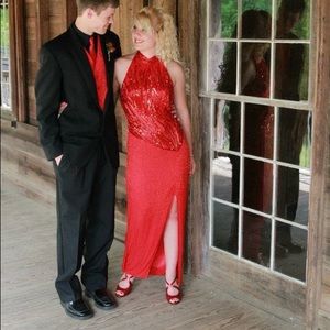 Fully beaded pageant prom dress gown